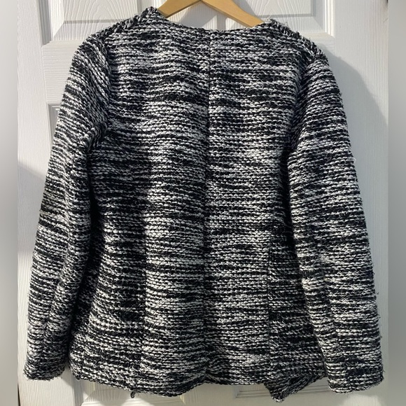 H&M Black & White Yarn Tweed Waterfall Jacket Size Large - Picture 2 of 3